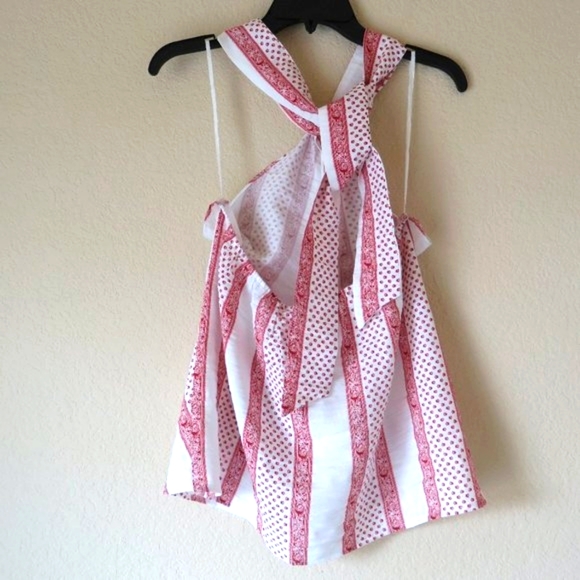 Line and Dot Revolve halter top red white floral geometric print size Large - Picture 3 of 7